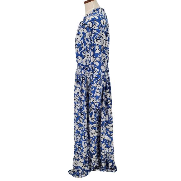 Wonderly Women's XXL Blue and White Long Sleeve Tiered‎ Maxi Dress New - Picture 3 of 8